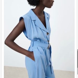 Zara soft long jumpsuit with belt size medium